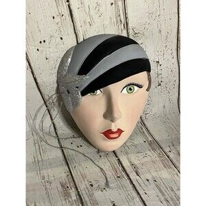 Vintage Clay Art Porcelain Lady Face Mask Art Deco